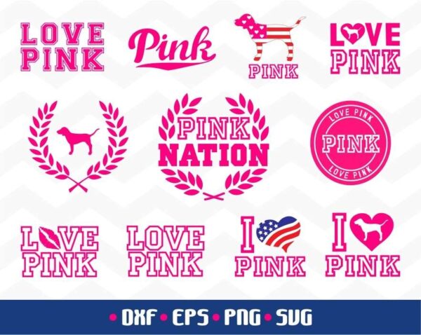 Love Pink Bundle SVG Dog Pink Cut File