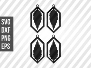 Diamond Earrings Leaf SVG Template Cut File