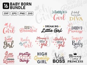 newborn baby svg cut file bundle