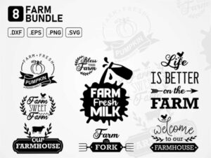 farm bundle svg cut file farmhouse farm fresh milk