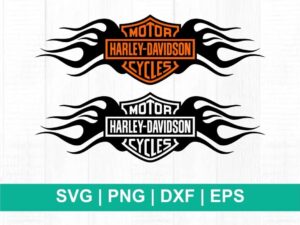 harley davidson with fire logo svg