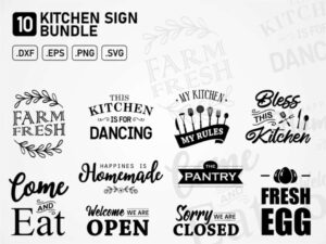 kitchen sign bundle svg cut file