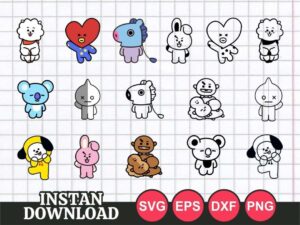 BTS BT21 SVG Bundle PNG Vector