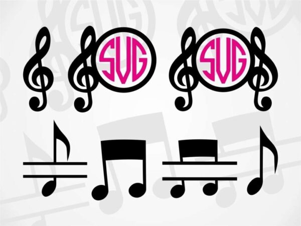 Music notes monogram svg