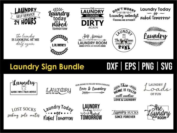 Laundry Sign Bundle SVG Cut File Cricut PNG