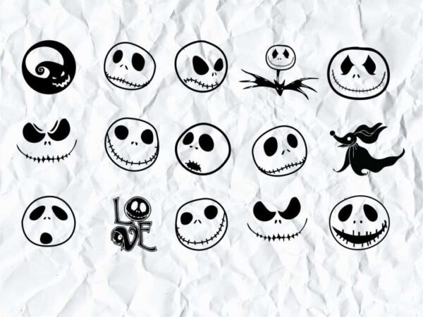 Nightmare before Christmas Jack Skellington Face SVG