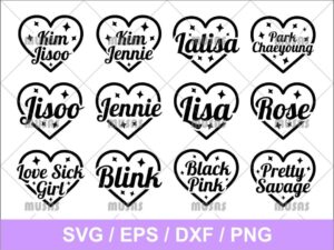 BLACKPINK Heart Full Name SVG Cricut File Vector