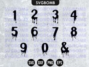 Dripping Number SVG Cut File PNG Transparent