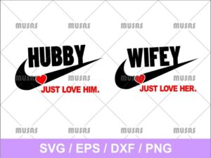 Hubby and Wifey Nike SVG Cut File