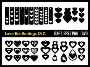 Love Bar Earrings SVG Cricut File vector