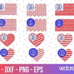 US Flag Monogram SVG Cricut File