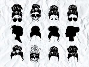 messy bun svg cut file png transparent