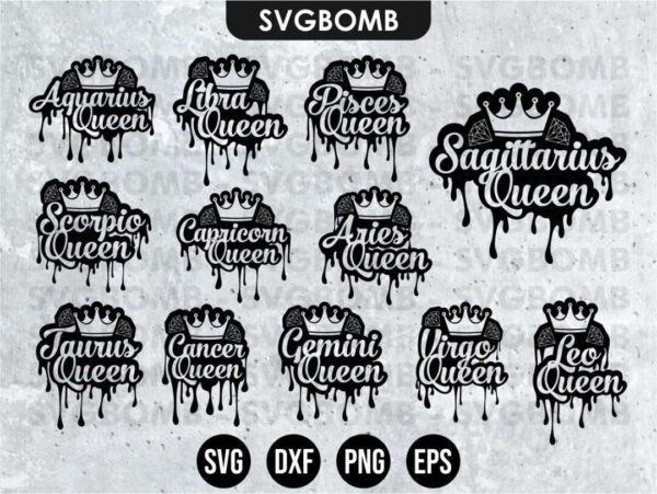 queen zodiac svg Cricut File Vector