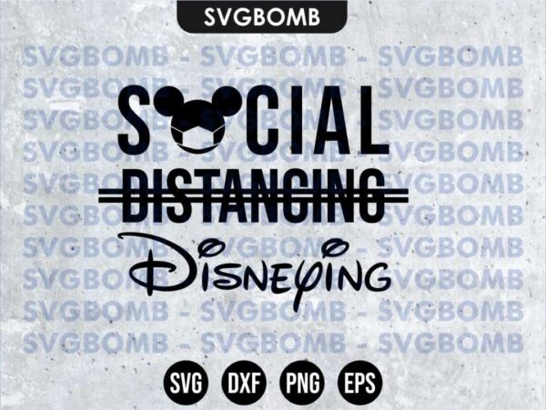 Disney Social Distancing SVG Cut File PNG Transparent