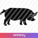 Black Silhouette Pig SVG