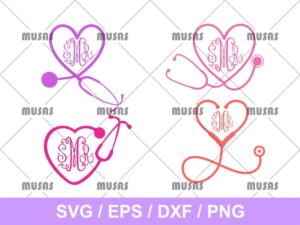 Monogrammed Heart Stethoscope SVG