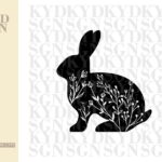 Floral Rabbit Silhouette SVG