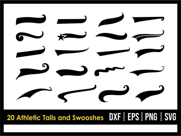 20 Athletic Tails and Swooshes SVG