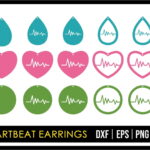 Heartbeat Earrings Template SVG