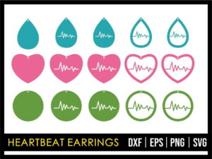 Heartbeat Earrings Template SVG