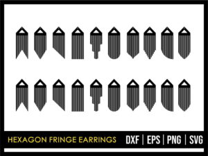 Hexagon Fringe Earrings Template SVG