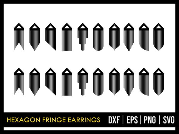 Hexagon Fringe Earrings Template SVG