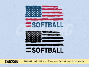 Softball American Flag Distressed SVG