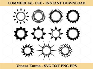 Sun Monogram SVG Clipart