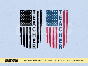 Teacher American Flag Distressed SVG