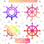 Watercolor Ships Wheel Sublimation Designs