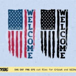 Welcome American Flag Distressed SVG