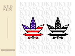 American Flag with Marijuana Cannabis SVG Cricut Silhouette Cameo Clipart