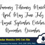 Calendar Months SVG Cut File