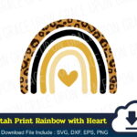 Cheetah Print Rainbow with Heart SVG