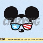 Cool Mickey Mouse American Flag Sunglasses Cut File