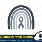 Gray Rainbow with Ribbon SVG Cut File