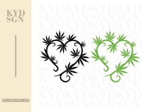 Marijuana Wreath Cannabis Heart SVG Cricut Silhouette Cameo