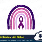 Purple Rainbow with Ribbon SVG