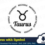 Taurus with Symbol and Traits SVG