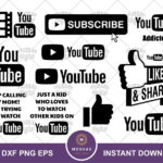 Best Youtube svg file Logo vector Social Media decal for cricut Studio clipart Play Button bundle digital download