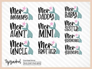 Family Mermaid Birthday SVG Shirt Design Vector