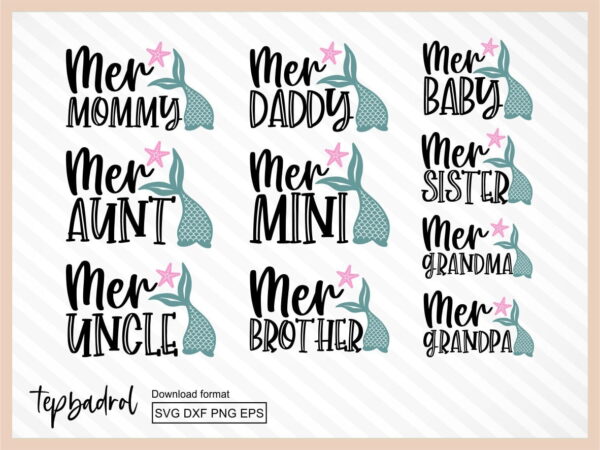 Family Mermaid Birthday SVG Shirt Design Vector