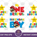 Mario Bros Birthday Boy SVG Family Mom Dad