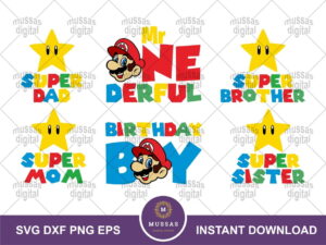 Mario Bros Birthday Boy SVG Family Mom Dad