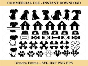 Monogram Dog House SVG, Paw Print Cut File for Cricut And Silhouette