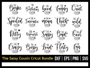 The Sassy Cousin SVG Cricut Quotes Cut Files Bundle