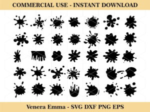 splatter paint splash svg bundle clipart vector