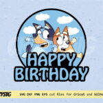 Bingo SVG Blue Puppy Birthday Cake Topper Cut File PNG