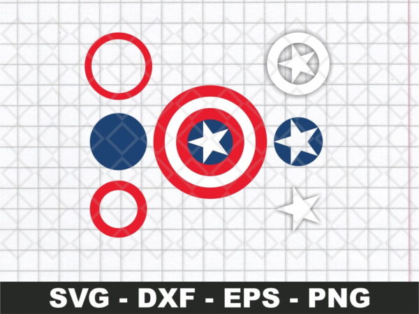 Captain America Logo Shield SVG Layered