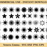 Sun and Stars Shape Vector SVG Digital Download